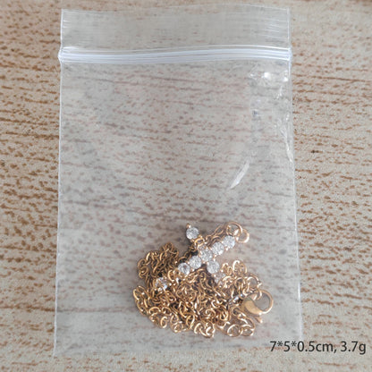 Stainless Steel Plated Genuine Gold Cross Pendant Necklace Full of Zircon Platinum 18K Gold Cross Necklace for Women