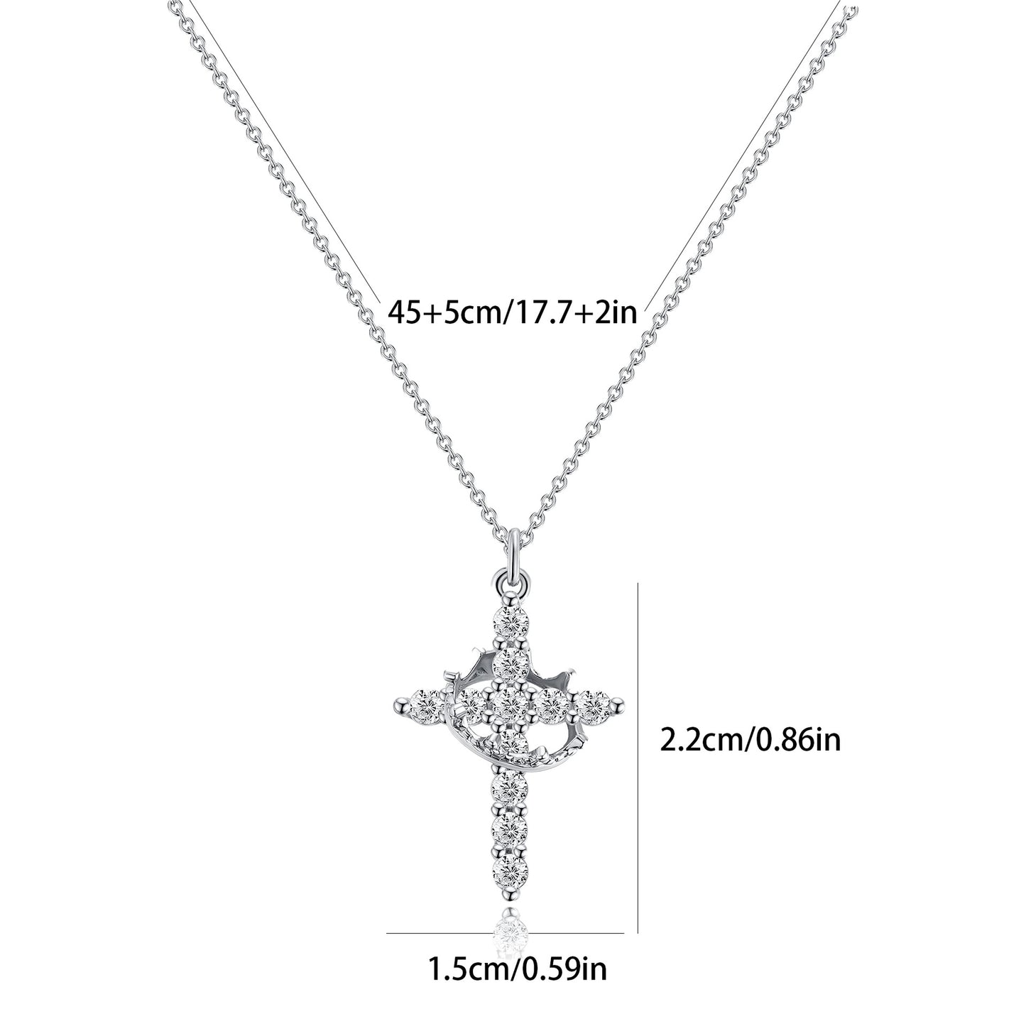 Stainless Steel Plated Genuine Gold Cross Pendant Necklace Full of Zircon Platinum 18K Gold Cross Necklace for Women