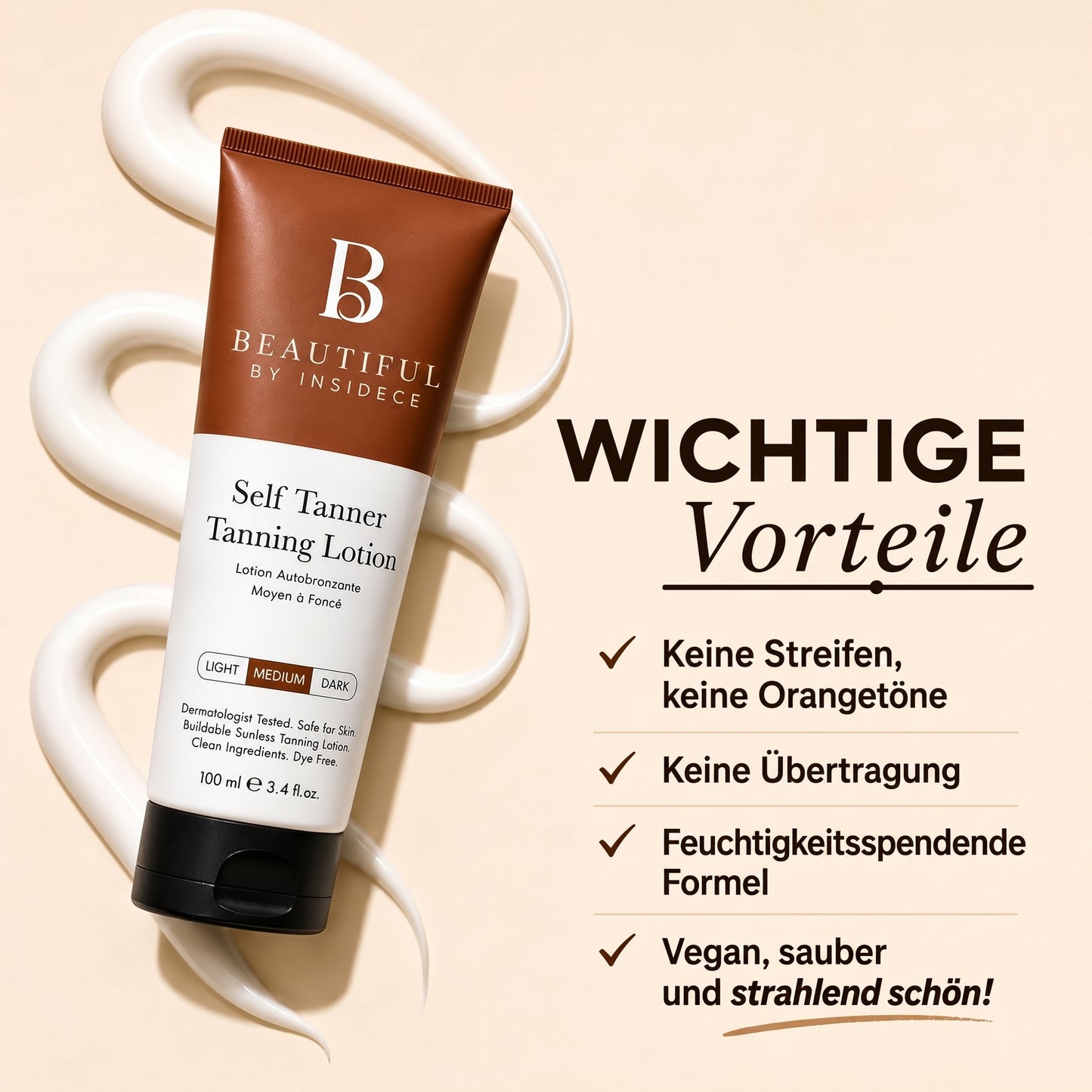 🔥Bis zu 75 % Rabatt auf Insidece® Hydrating Sunless Tanning Loti 🌞Kein orangefarbener Teint, streifenfreier Glanz