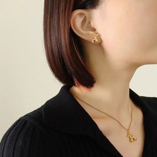 Whimsical Gold-Tone Animal-Shaped Stud Earrings, A Charming Addition to Any Outfit
