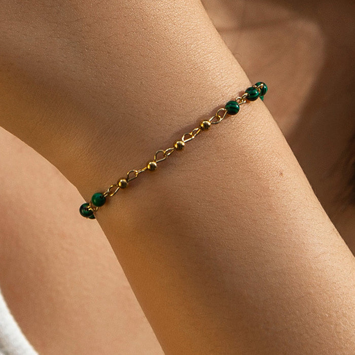 Retro style bead splicing women's bracelet light luxury niche simple temperament stainless steel jewelry