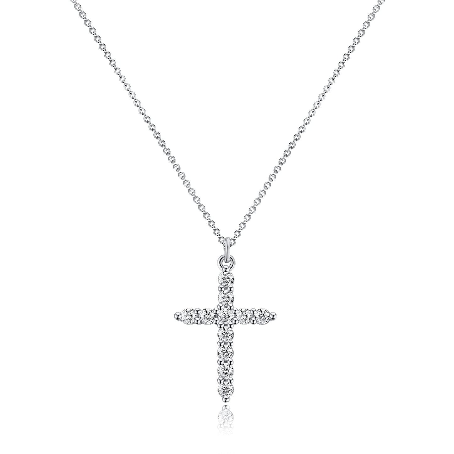 Stainless Steel Plated Genuine Gold Cross Pendant Necklace Full of Zircon Platinum 18K Gold Cross Necklace for Women