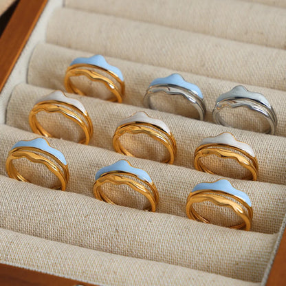 Vibrant Blue Enamel and Gold-Tone Ring, A Playful Accessory for Any Style